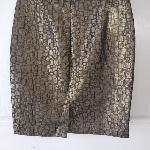 Loft Dressy Gold and Black Straight Skirt Size 2 - Picture 5 of 6